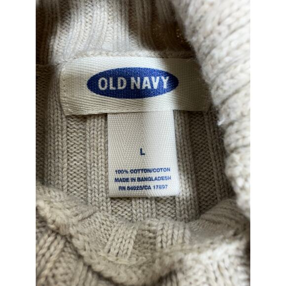 Old Navy Sz L Perfect Fit Ribbed Turtleneck Sweater Taupe Blue Classic - Picture 7 of 7